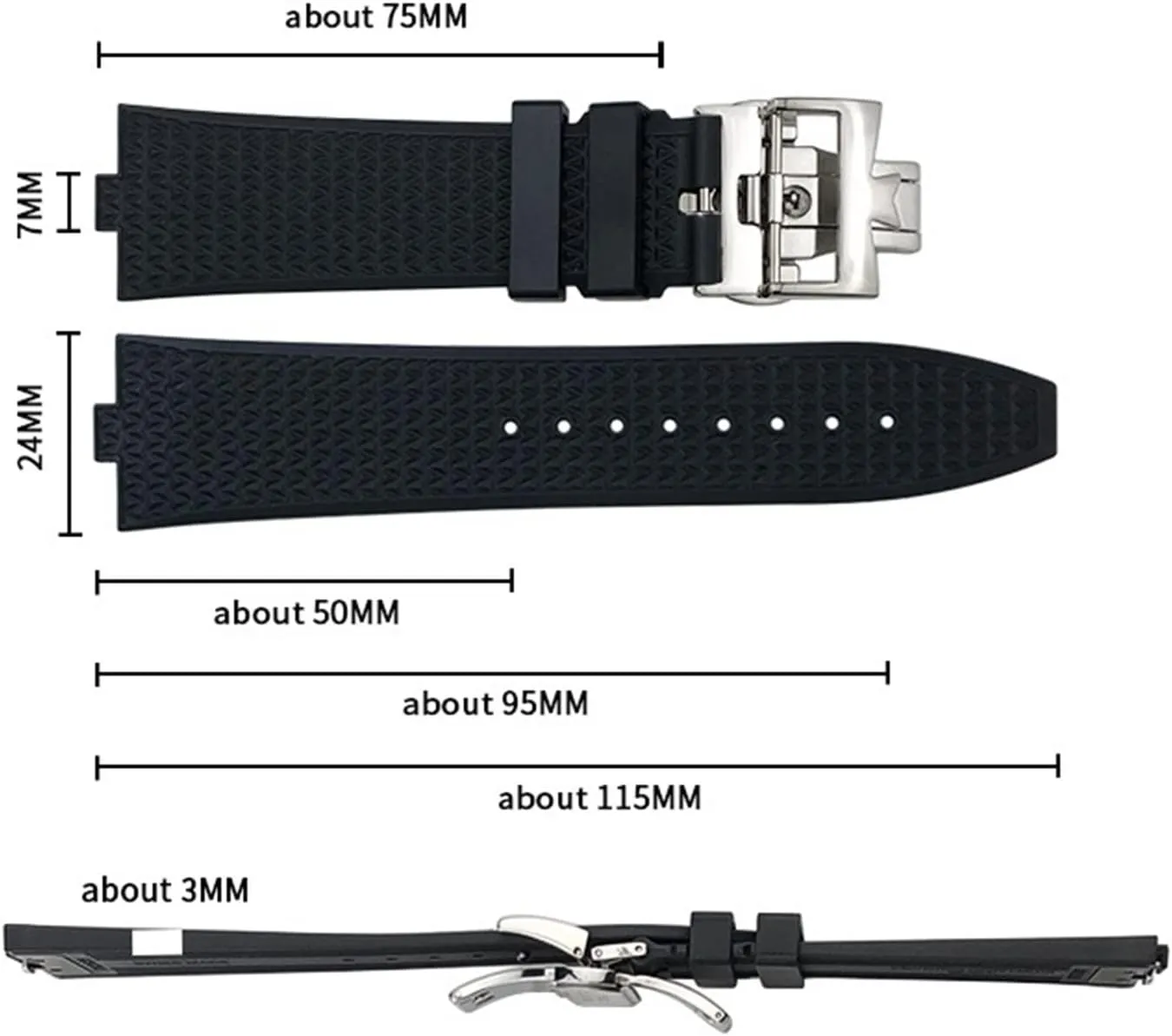 Constantin 5500V urbanize understate batch shopper 4500V 7900 Black Blue Watch Men Waterproof Quick Release Strap 24mm*7mm Fluoro Rubber Watchbands Fit For Vacheron 