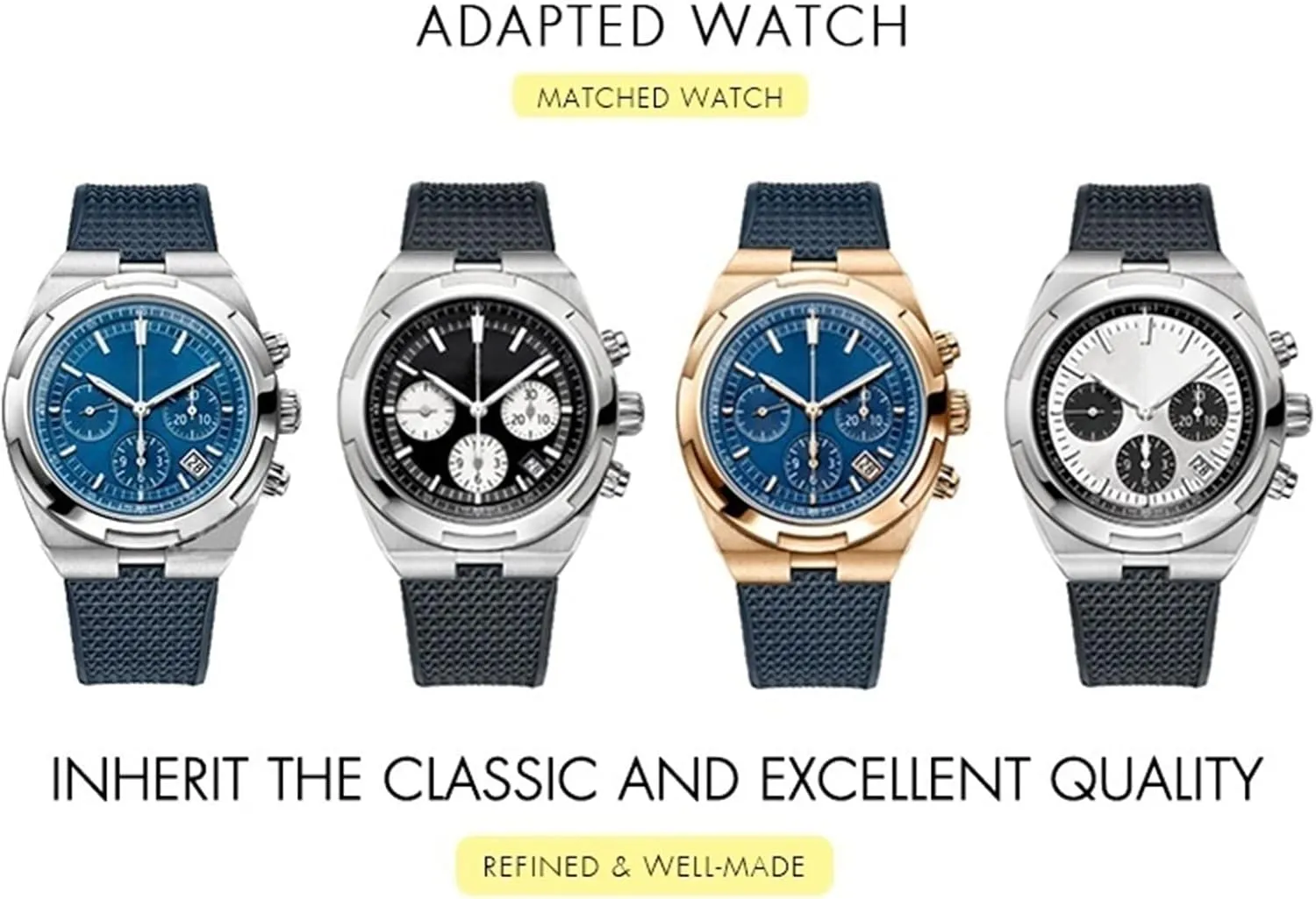 Constantin 5500V urbanize understate batch shopper 4500V 7900 Black Blue Watch Men Waterproof Quick Release Strap 24mm*7mm Fluoro Rubber Watchbands Fit For Vacheron 