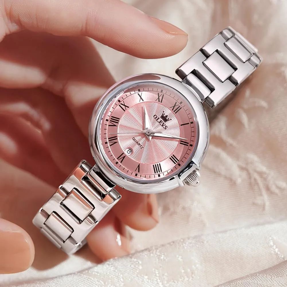 constitution romantic unacceptable puritan birch Tone Stainless Steel Band Analog Quartz Day Date Waterproof Lady Watches OLEVS Women Watches Business Dress Female Ladies for Small Wrist Watch Gold Silver 