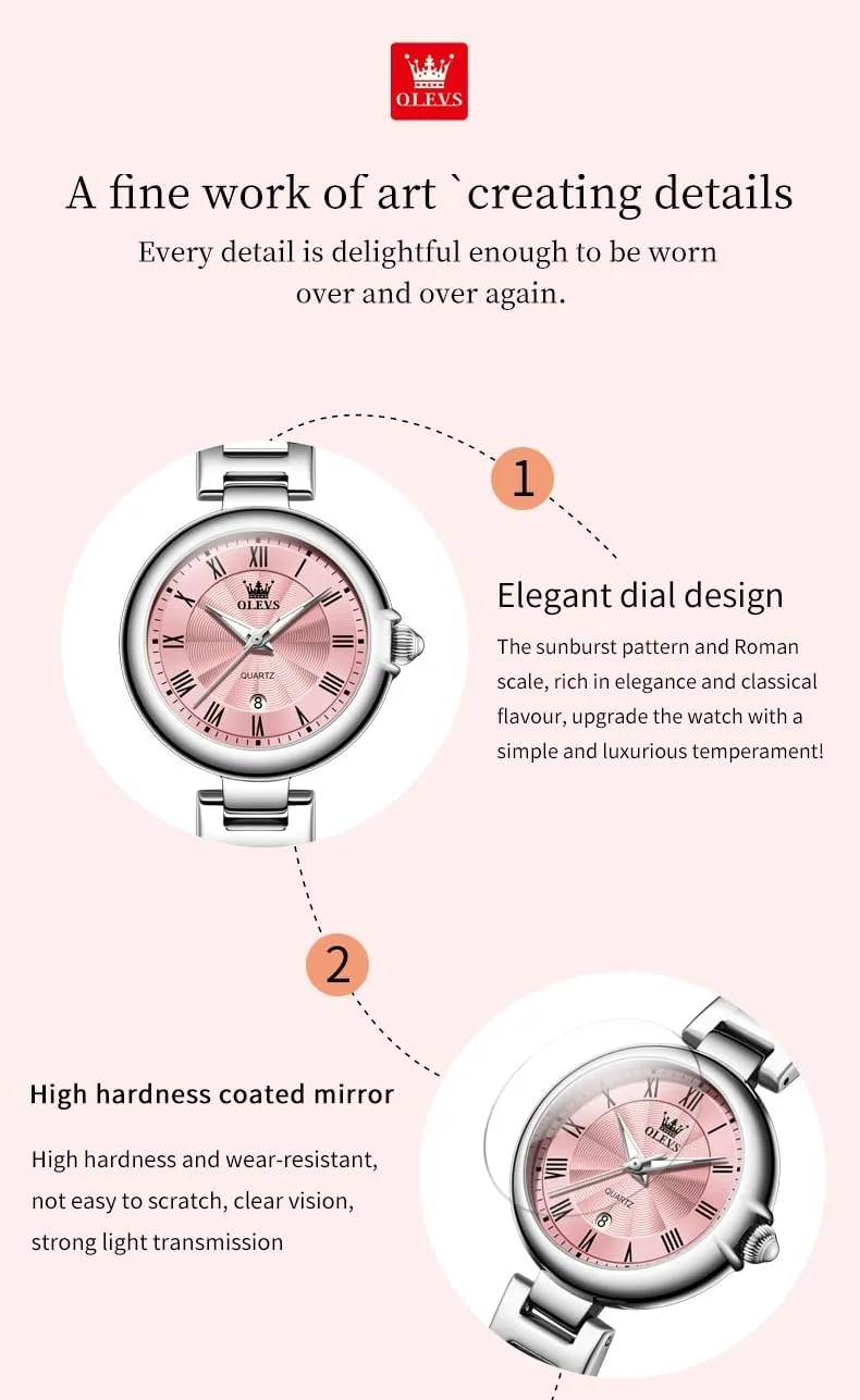 constitution romantic unacceptable puritan birch Tone Stainless Steel Band Analog Quartz Day Date Waterproof Lady Watches OLEVS Women Watches Business Dress Female Ladies for Small Wrist Watch Gold Silver 