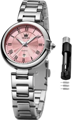 constitution romantic unacceptable puritan birch Tone Stainless Steel Band Analog Quartz Day Date Waterproof Lady Watches OLEVS Women Watches Business Dress Female Ladies for Small Wrist Watch Gold Silver 