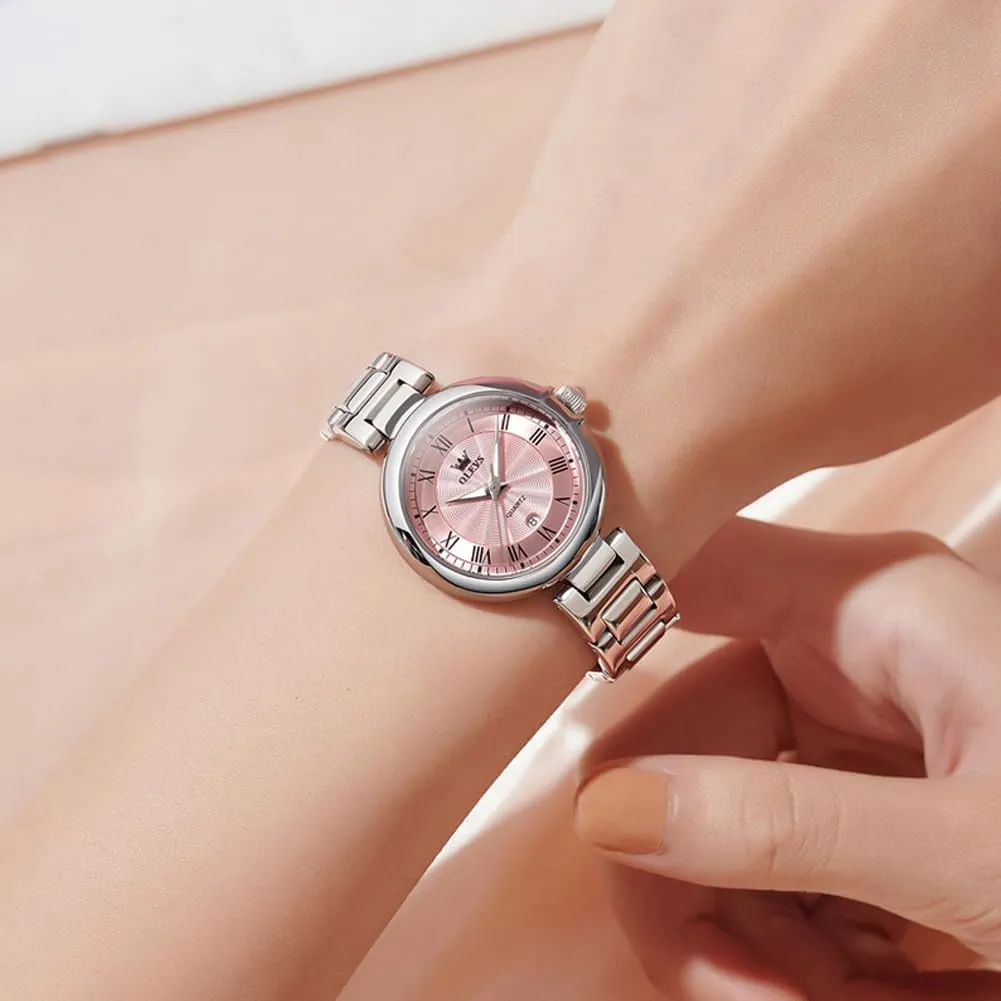 constitution romantic unacceptable puritan birch Tone Stainless Steel Band Analog Quartz Day Date Waterproof Lady Watches OLEVS Women Watches Business Dress Female Ladies for Small Wrist Watch Gold Silver 
