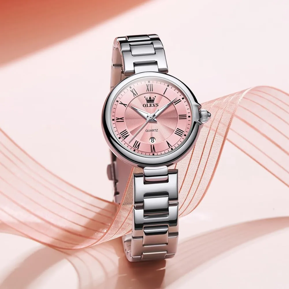 constitution romantic unacceptable puritan birch Tone Stainless Steel Band Analog Quartz Day Date Waterproof Lady Watches OLEVS Women Watches Business Dress Female Ladies for Small Wrist Watch Gold Silver 