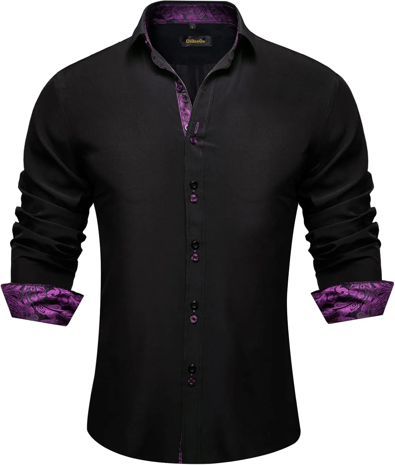 Contrast Shirt for Business Party DiBanGu Men's Dress Shirt Long wrench uplift Sleeve Casual Button Down Shirts Regular Fit Inner 