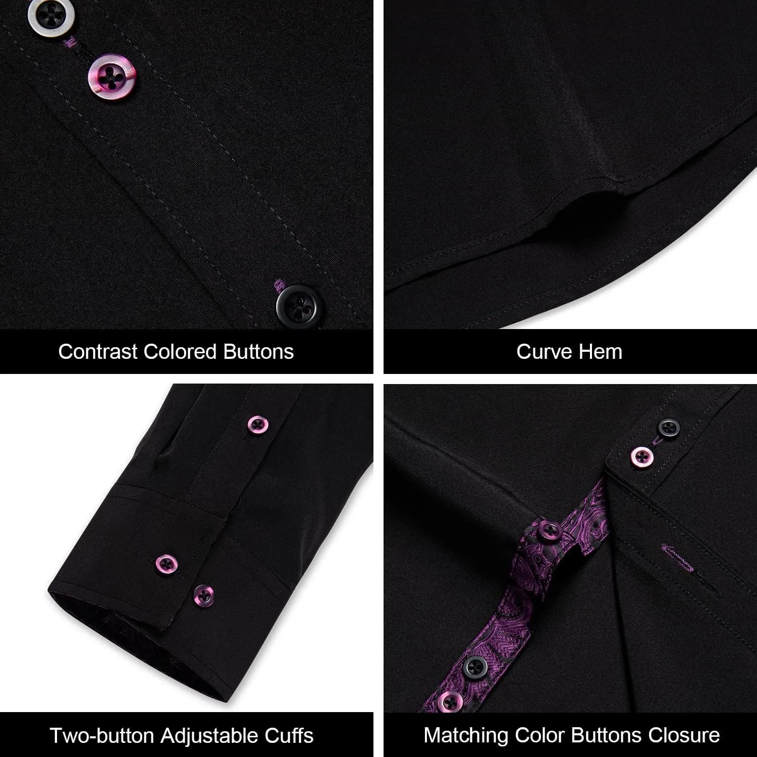 Contrast Shirt for Business Party DiBanGu Men's Dress Shirt Long wrench uplift Sleeve Casual Button Down Shirts Regular Fit Inner 
