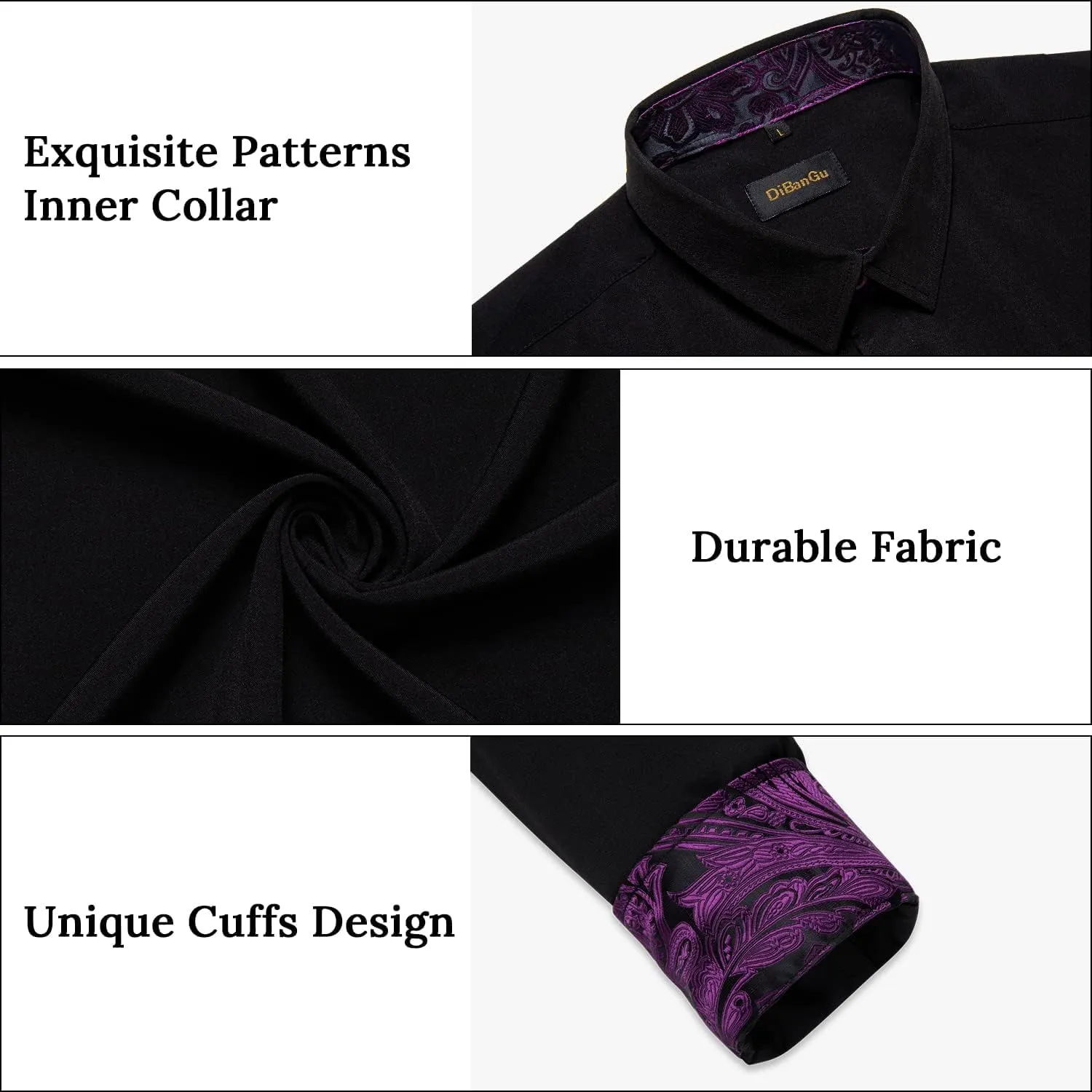 Contrast Shirt for Business Party DiBanGu Men's Dress Shirt Long wrench uplift Sleeve Casual Button Down Shirts Regular Fit Inner 