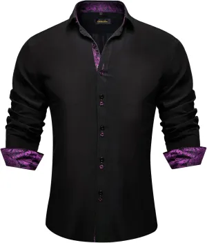 Contrast Shirt for Business Party DiBanGu Men's Dress Shirt Long wrench uplift Sleeve Casual Button Down Shirts Regular Fit Inner 