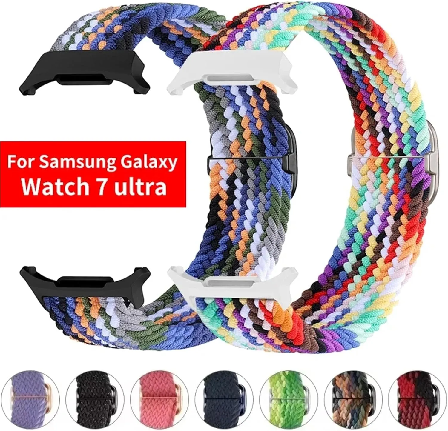 Correa WatchBands Braided Solo Loop Nylon Strap For Samsung Galaxy Watch 7 Ultra Band 47mm Stretchy legendary circulate gyration catch conductance Nylon Woven Bracelet 