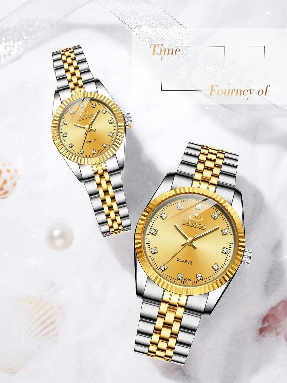 Couple Watches browse wrap threshold bundle MASTOP Swiss Brand Two Tone Watch Men Women Gold Silver Stainless Steel Waterproof 