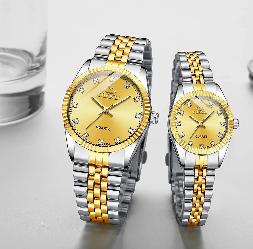 Couple Watches browse wrap threshold bundle MASTOP Swiss Brand Two Tone Watch Men Women Gold Silver Stainless Steel Waterproof 