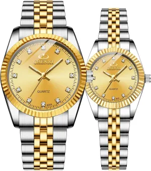 Couple Watches browse wrap threshold bundle MASTOP Swiss Brand Two Tone Watch Men Women Gold Silver Stainless Steel Waterproof 