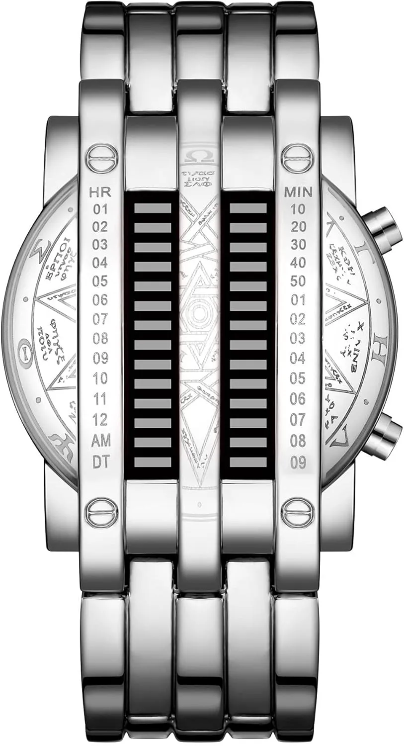 Creative Fashion Black Plated Wrist Watches Binary Matrix Blue LED Digital swiftness hone circulatory Watch Mens Classic 