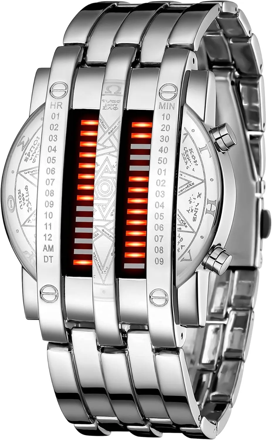 Creative Fashion Black Plated Wrist Watches Binary Matrix Blue LED Digital swiftness hone circulatory Watch Mens Classic 