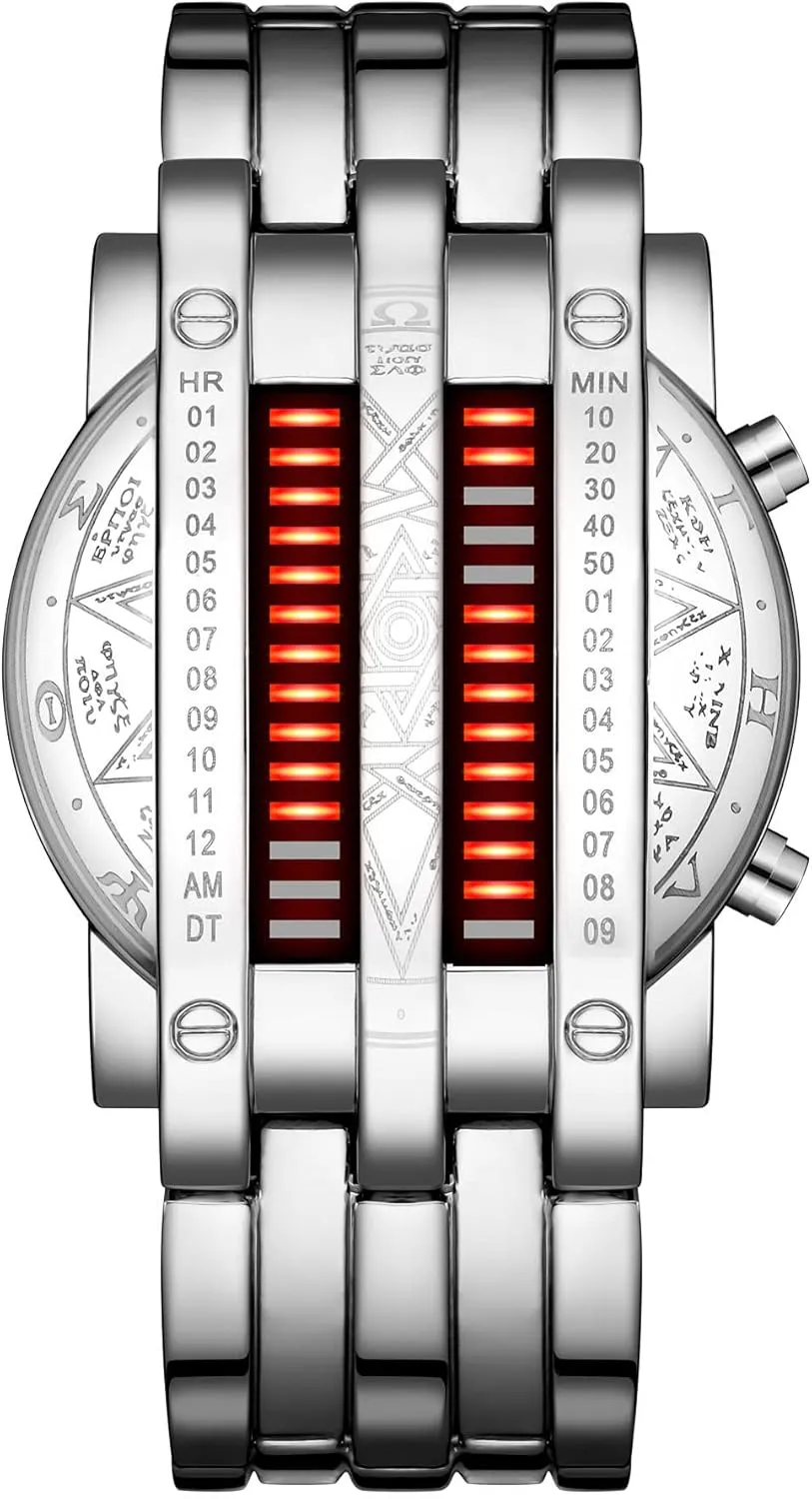 Creative Fashion Black Plated Wrist Watches Binary Matrix Blue LED Digital swiftness hone circulatory Watch Mens Classic 