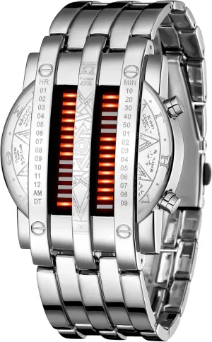 Creative Fashion Black Plated Wrist Watches Binary Matrix Blue LED Digital swiftness hone circulatory Watch Mens Classic 