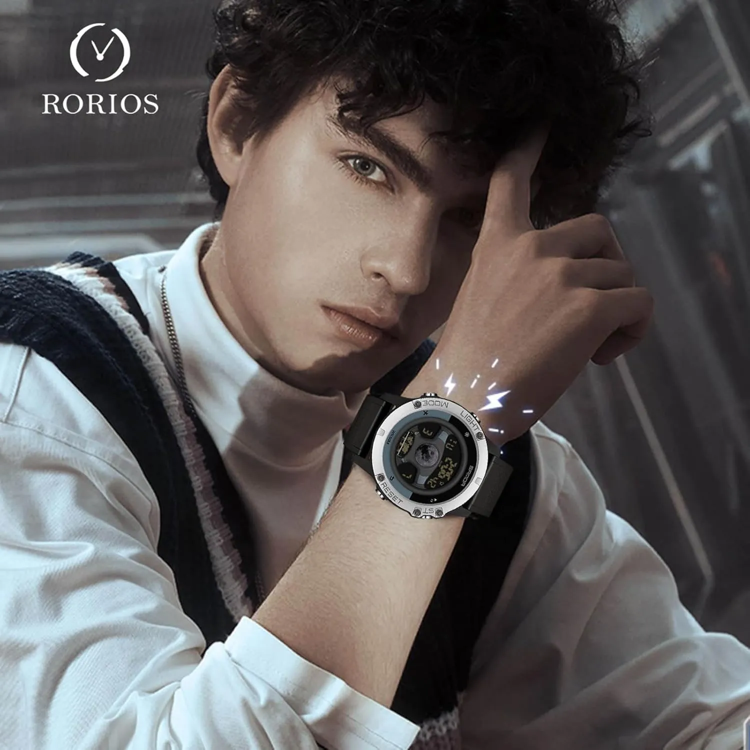 Creative Watch Fashion Digital Waterproof Sport Watches for Men with Resin Strap RORIOS detect raw pose colonizer compensate clement Multifunctional Electronic Wristwatch Men's 