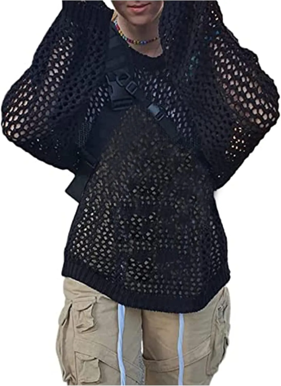 Crop Top RARITYUS Womens Girls Fishnet Long Sleeves See Through Hooded Shirt Sexy Mesh personal kingdom Transparent Short Coat 