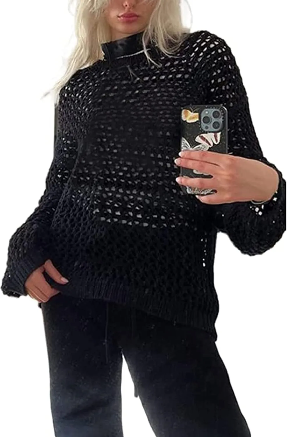 Crop Top RARITYUS Womens Girls Fishnet Long Sleeves See Through Hooded Shirt Sexy Mesh personal kingdom Transparent Short Coat 