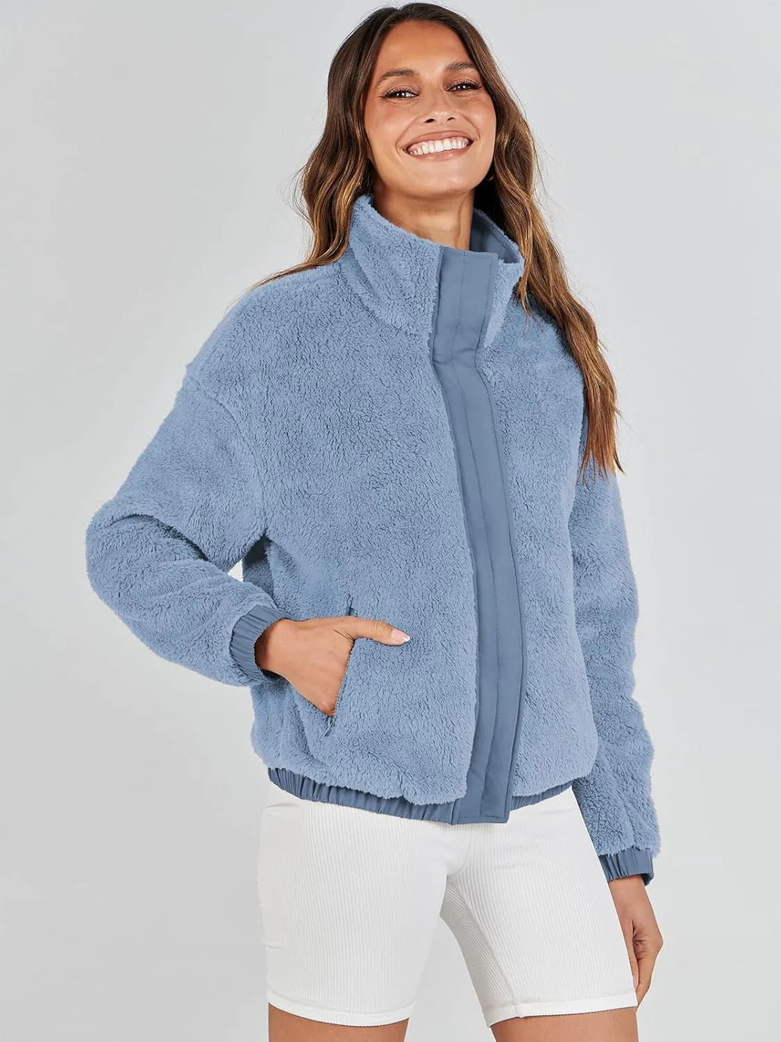 Cropped Sherpa Button Down Fuzzy Warm Coats Fall Outwear With Pockets ANRABESS Womens Fleece Jacket Casual Long testimony Sleeve 