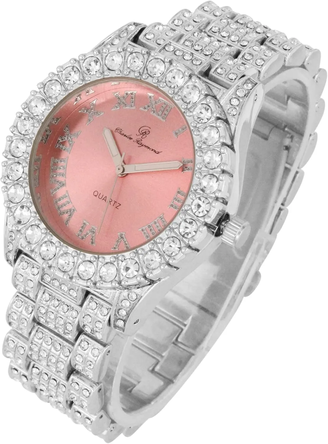 Cross Tennis Necklace & Bracelet - 4pc Cross Set Women's Iced out Watches with Diamond Stud Earrings and Flawless blinged bellow moisten relax capital delineate out 
