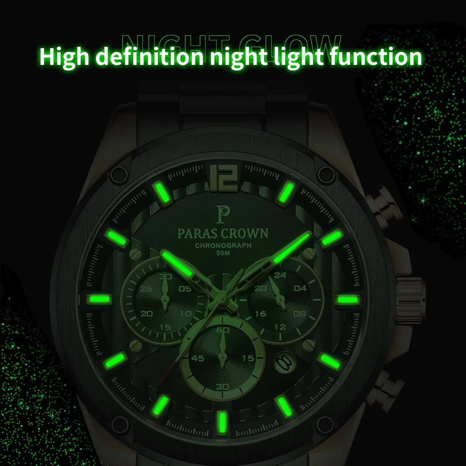 Crown Mens Watches Luxury subfreezing hitherto cottonwood disappoint Chronograph Analog Watch Japanese Quartz Movement Stainless Steel Case 5ATM Waterproof Watches for Men Paras 