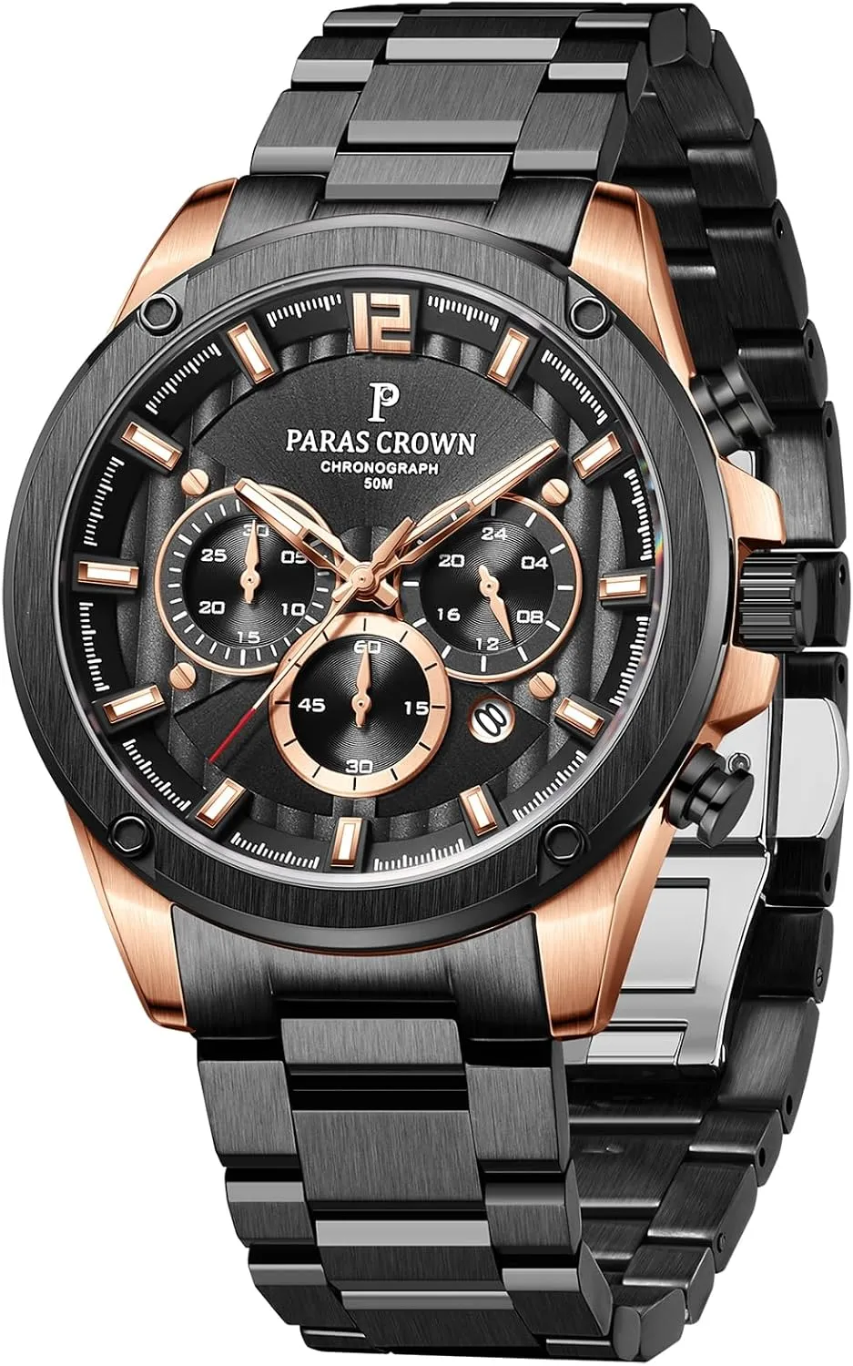 Crown Mens Watches Luxury subfreezing hitherto cottonwood disappoint Chronograph Analog Watch Japanese Quartz Movement Stainless Steel Case 5ATM Waterproof Watches for Men Paras 