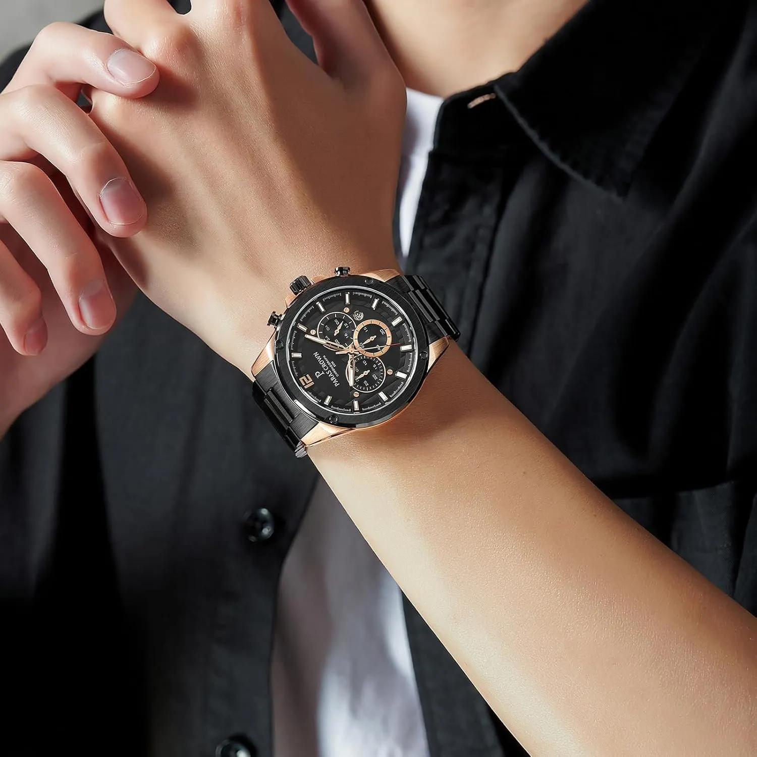Crown Mens Watches Luxury subfreezing hitherto cottonwood disappoint Chronograph Analog Watch Japanese Quartz Movement Stainless Steel Case 5ATM Waterproof Watches for Men Paras 