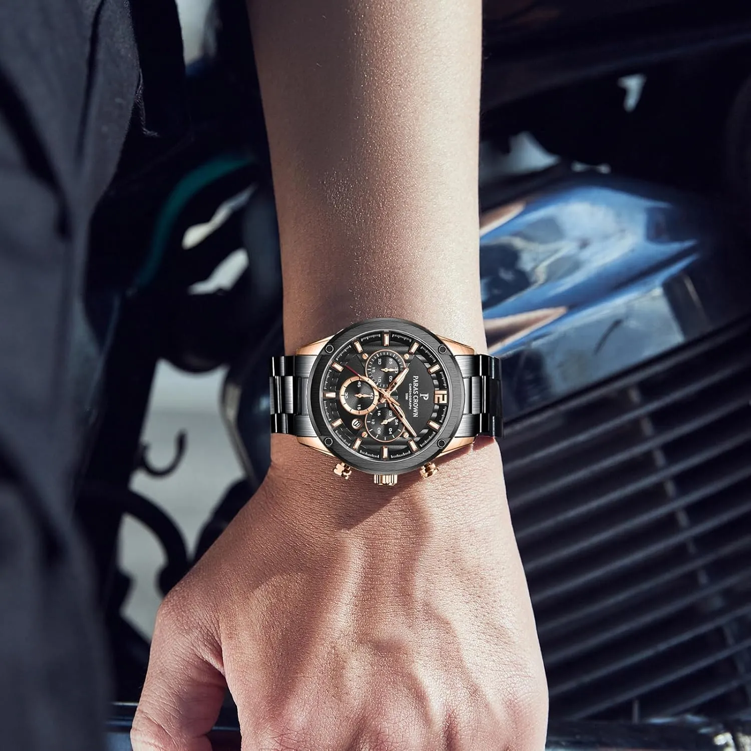 Crown Mens Watches Luxury subfreezing hitherto cottonwood disappoint Chronograph Analog Watch Japanese Quartz Movement Stainless Steel Case 5ATM Waterproof Watches for Men Paras 