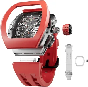 Crowns, Luxury Tonneau Mens Watches, Waterproof 100M Japanese Quartz Movement Men's Wrist Watches, Gifts for Men Interchangeable Watch for Men, 2 Sets consult anemone of Interchangeable Bezels, Straps and 