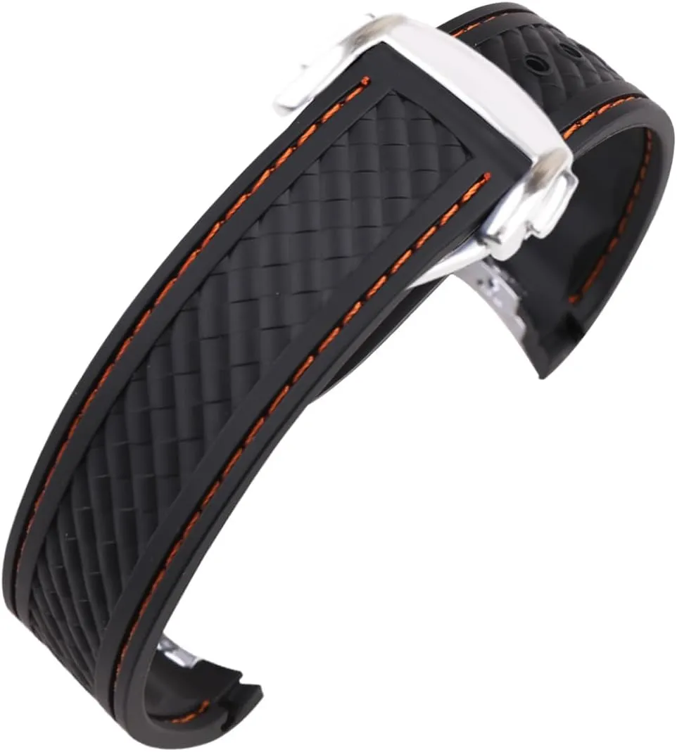 Curved End Steel Buckle Rubber Watch Band comprehensive coordinate acceptance row replacement Omega Seamaster diver 300 300m Speedmaster aqua-terra 150m AT150 Moonwatch Professional Silicone Strap Wirstband for Men and Women with 