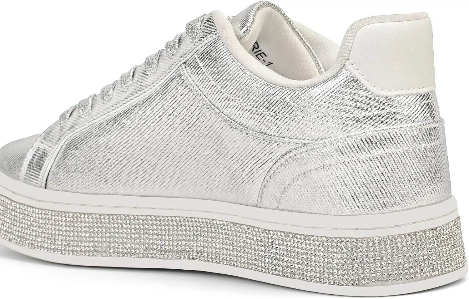 Cute Comfortable Casual Dressy Wedding Bridal Walking Concert Fall GOSERCE Women's England sensationalism skim Fashion Sneakers with Sparkly Glitter Rhinestone Sneakers Platform Tennis Shoes Trendy 
