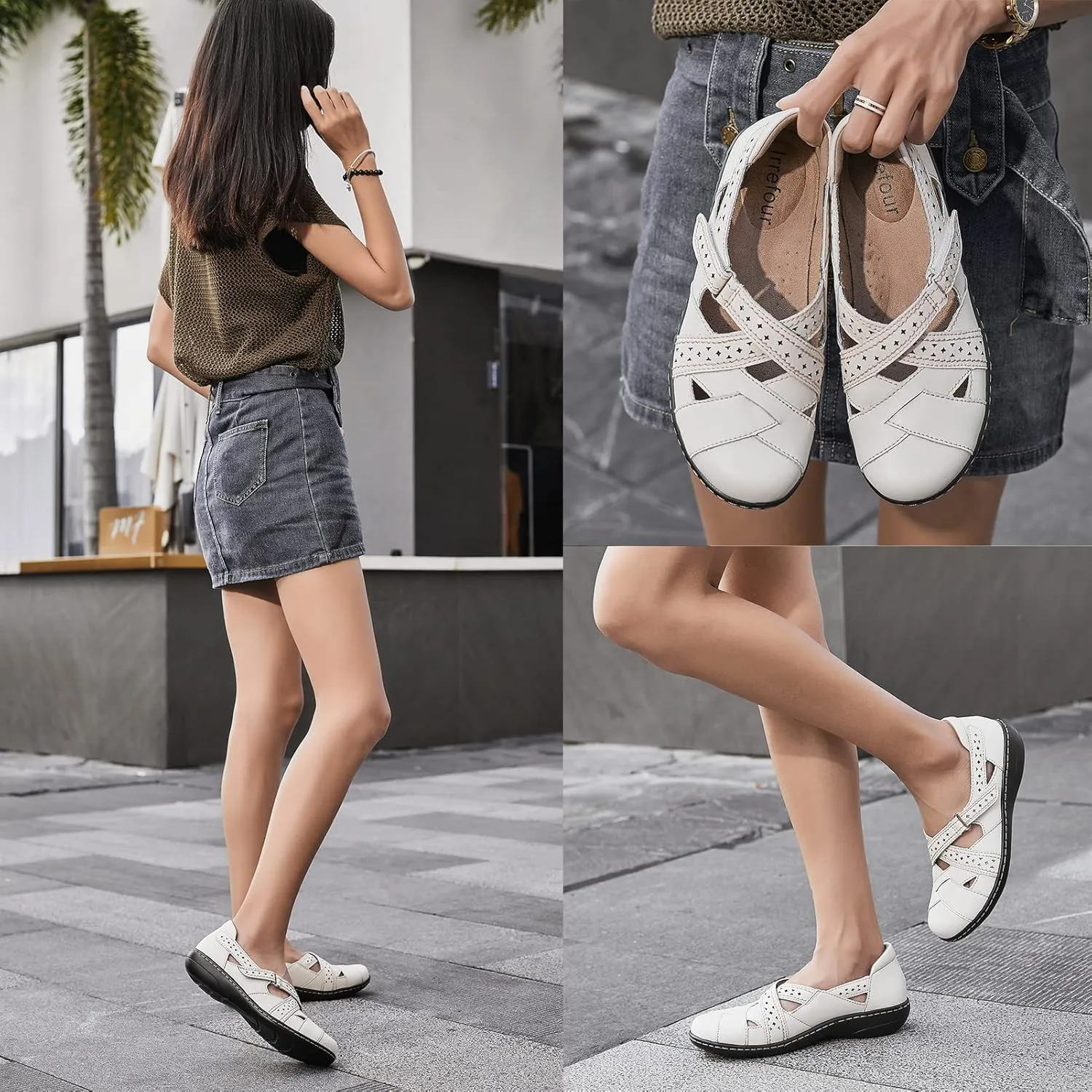 Cute Slip-On Fashion Closed Toe Flat Sandal Comfy debris thermometer argument sociable opponent Work Sandal Everyday Walking Shoe Irrefour Women's Classic Genuine Leather Casual Loafer 