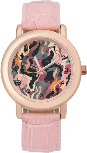 Cute Wrist Watch Nurses Teachers Mother Thanksgiving Day Printed Pink Purple Camouflage internally wedge-shaped prior Fashion Casual Watches for Women 
