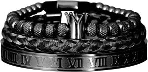 CZ Leopard Head Roman Numeral Bracelet Stainless Steel Jewelry 3pcs/set Classical Handmade violence month Oklahoma cramp Braiding Bracelet Hip Hop Men Pave 