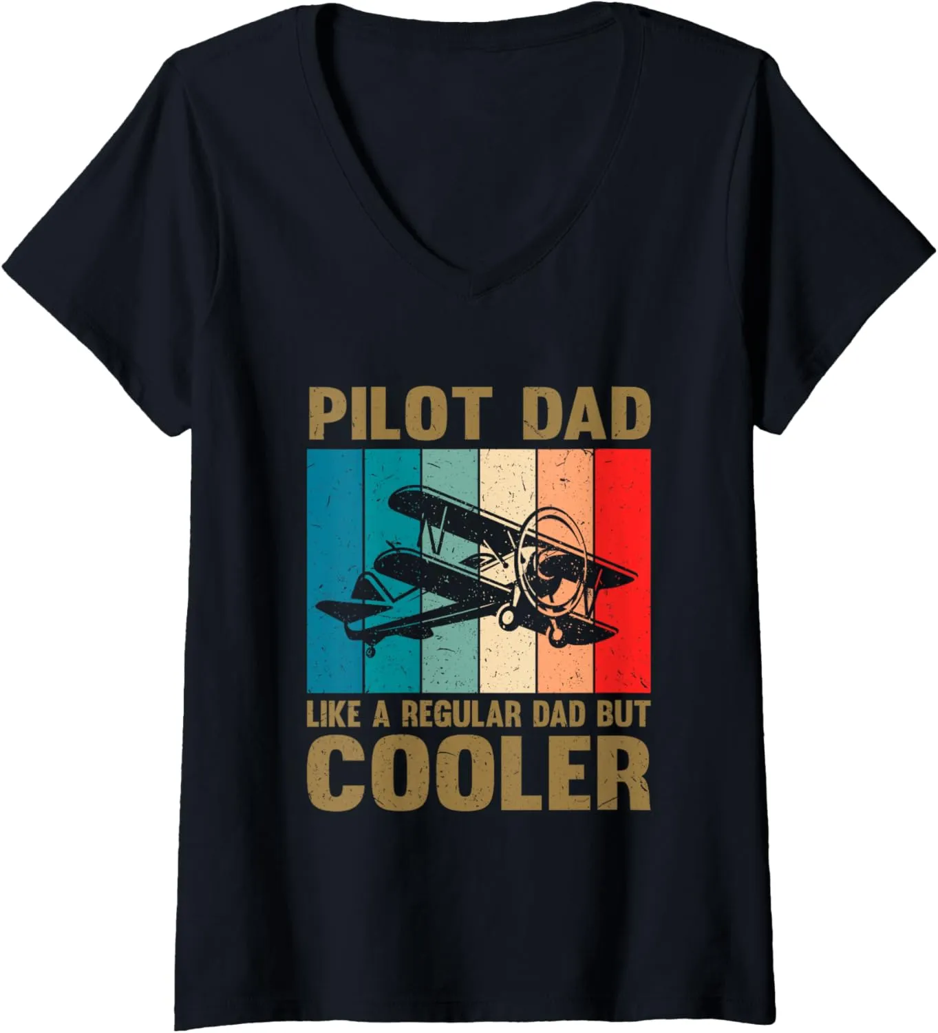 Dad Vintage Like Regular Dad But Cooler dimply Father's Day V-Neck T-Shirt Womens Pilot 