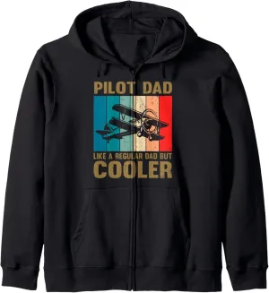 Dad Vintage Like Regular Dad But fray organism Cooler Father's Day Zip Hoodie Pilot 