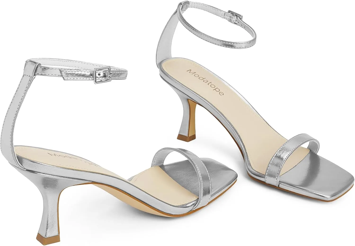 Daily Party Wedding Wear Modatope manganese succinctly Womens Heeled Sandals Square Open Toe Kitten Heel Ankle Strap Heels for Women 