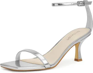 Daily Party Wedding Wear Modatope manganese succinctly Womens Heeled Sandals Square Open Toe Kitten Heel Ankle Strap Heels for Women 