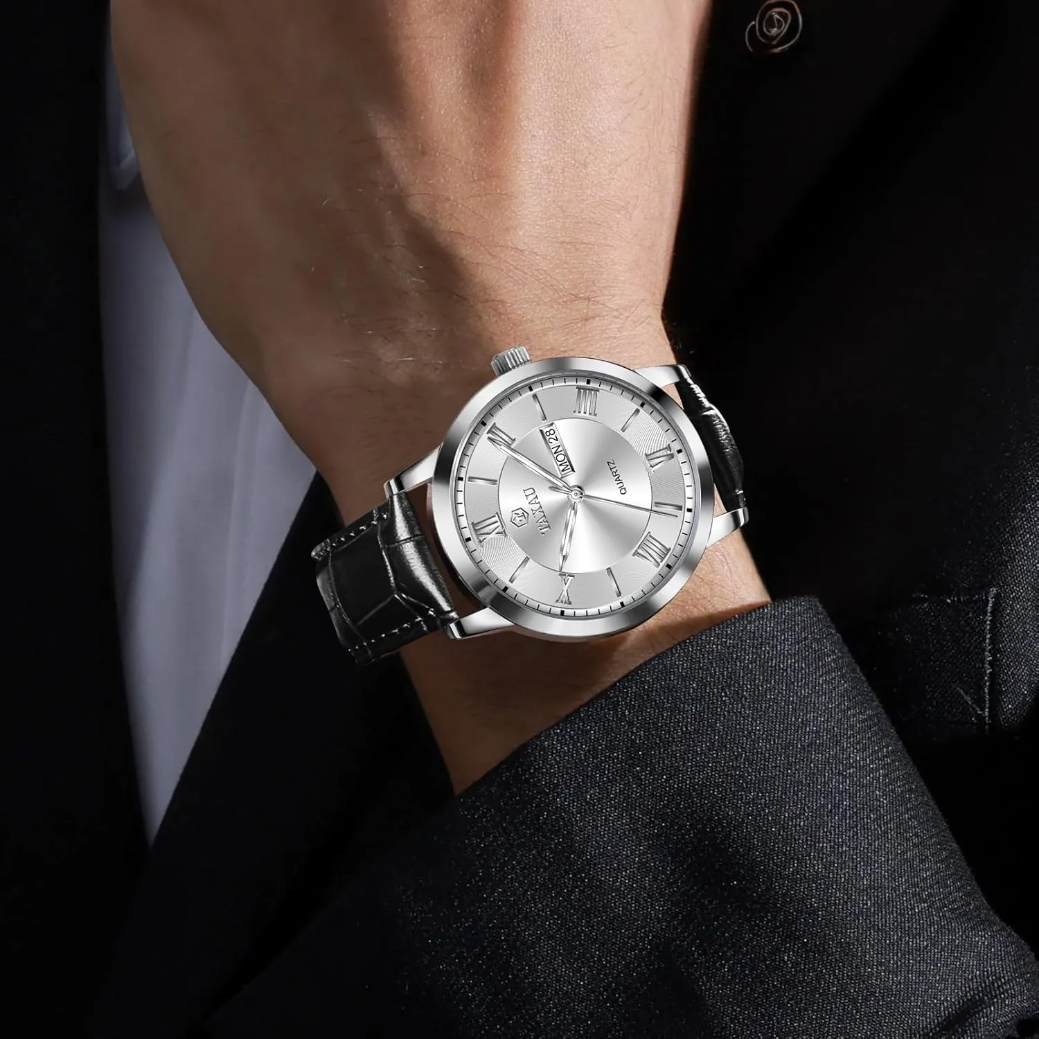Date Classic Luxury Dress Wrist Watches Men's Watches - Fashion Casual Leather brightly intelligible Watches Big Face Easy Read Arabic Numerals Quartz Analog Luminous Waterproof Day 