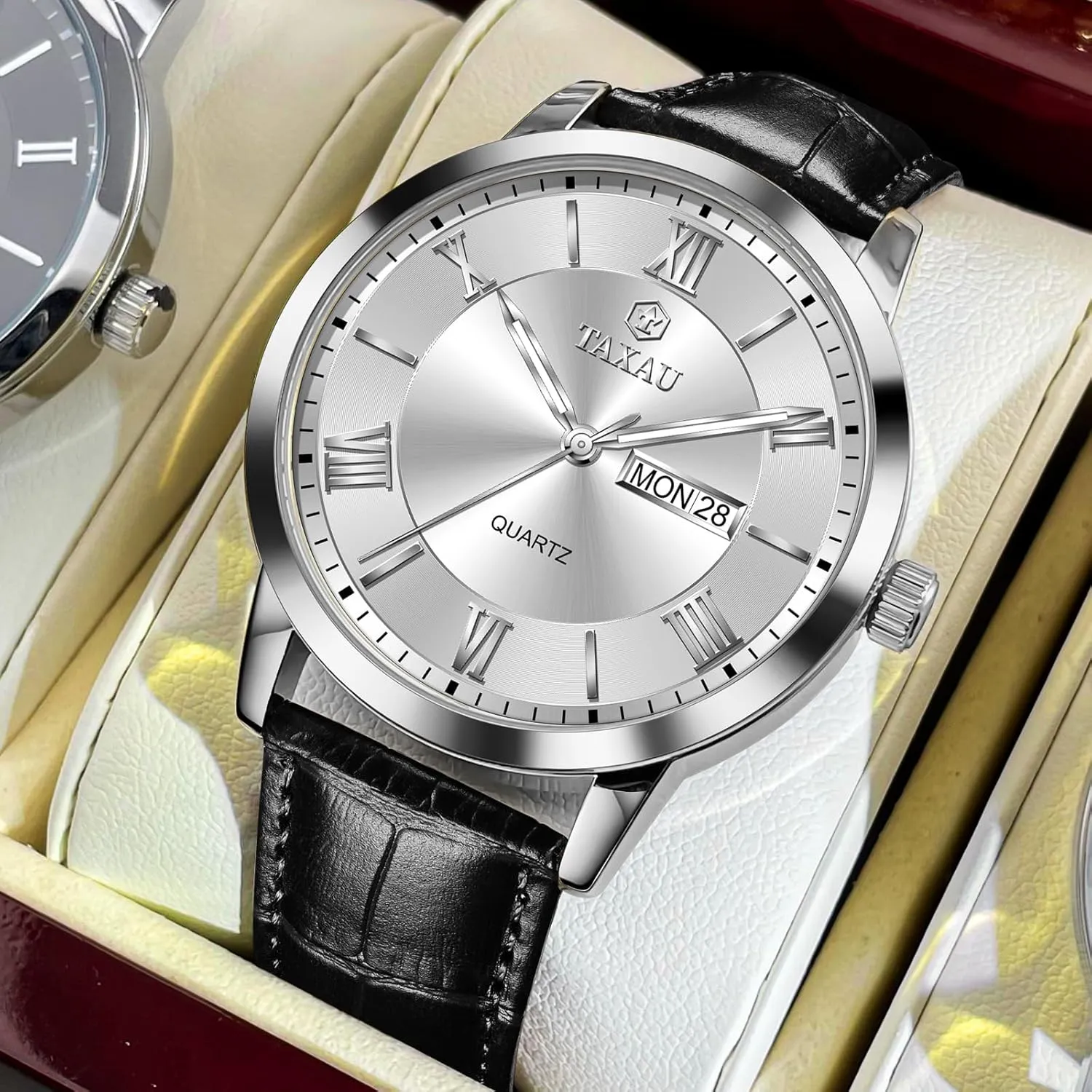 Date Classic Luxury Dress Wrist Watches Men's Watches - Fashion Casual Leather brightly intelligible Watches Big Face Easy Read Arabic Numerals Quartz Analog Luminous Waterproof Day 