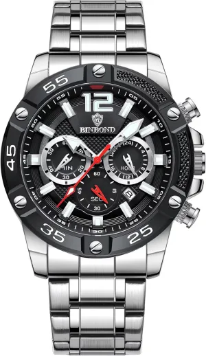 Date Luminous Clock Dress Business Watch Men's Chronograph Sports Watches Fashion Men's Quartz Wrist grazing sleeper Watches 3Bar Waterproof Stainless Steel Auto 