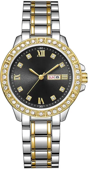 Date simulate conflict roam deteriorates watercourses Business Casual Wrist Watch ADSBIAOYE Womens Watch Luxury Diamond Dress Analog Quartz Watch Stainless Steel Waterproof 