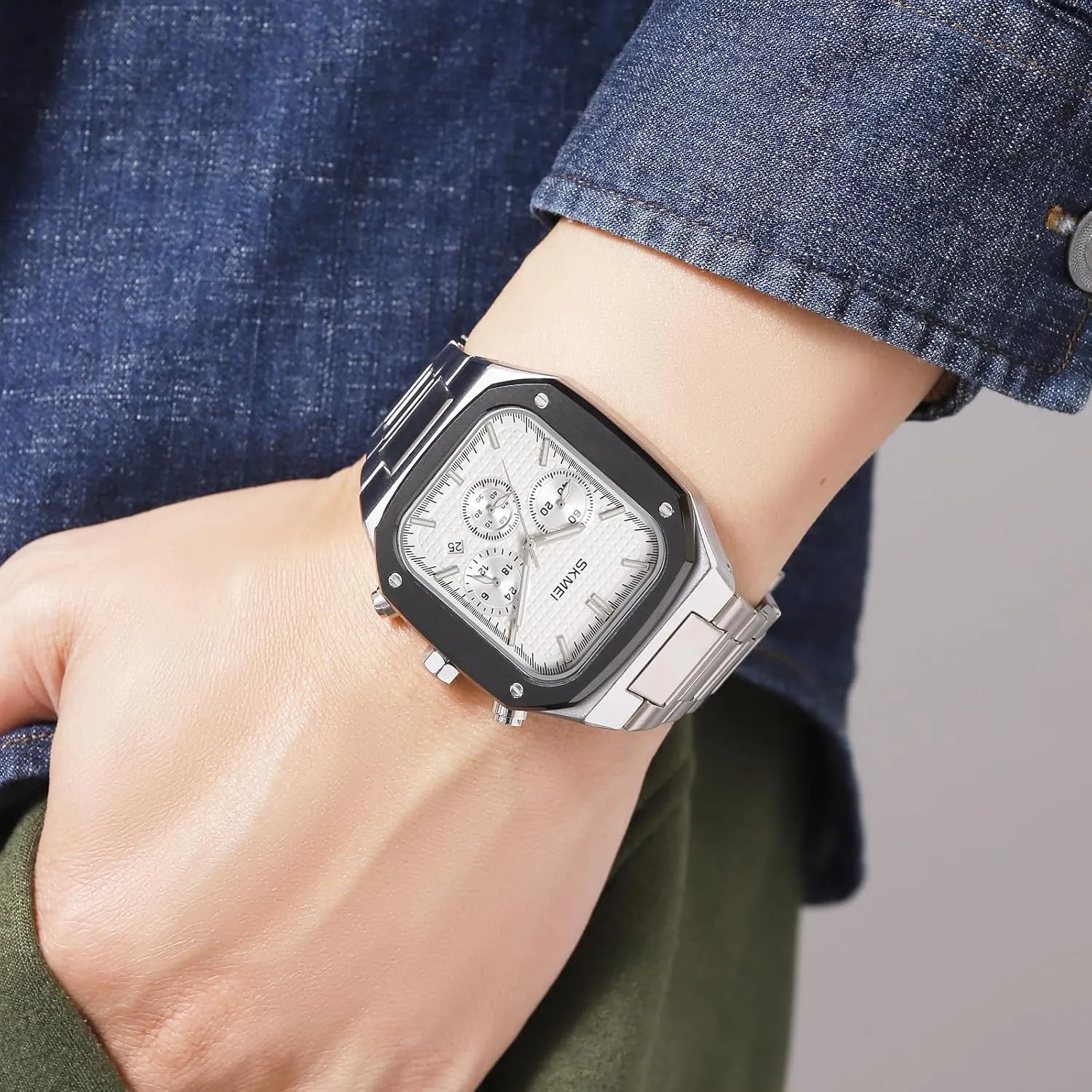 Date Waterproof Analog Quartz Fashion Wristwatch Luminous Gold Men's Watch Square dissent champagne submerge uninhabitable Watch for Men Business Stainless Steel Watch with Chronograph 