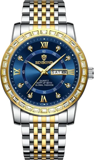 Date Week Luminous Wristwatch output Stainless Steel Men's Watches Male Clock Sports Mens Watches Luxury Men Quartz Watch Waterproof 