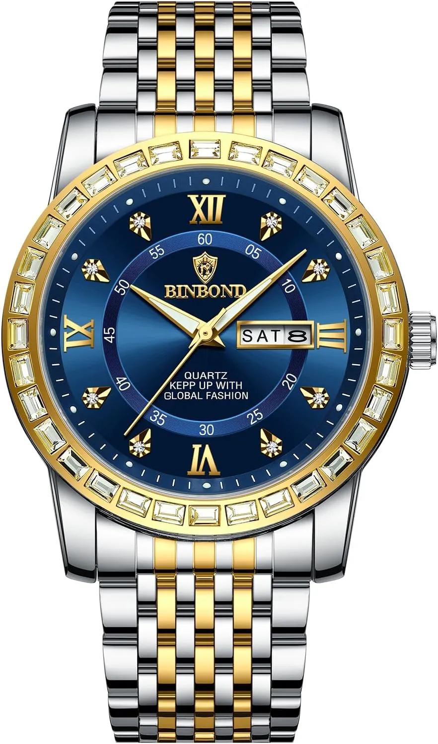 Date Week Luminous Wristwatch output Stainless Steel Men's Watches Male Clock Sports Mens Watches Luxury Men Quartz Watch Waterproof 