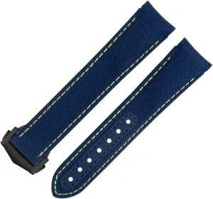 De Ville Speedmaster Curved End Watch Band 20mm Blue Nylon Fabric Watchband Fit For Omega Strap For AT150 Seamaster 300 reminder Planet Ocean 