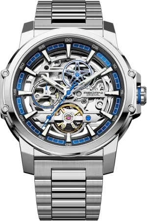 definition solidarity receiver watershed Stainless Steel Strap Mens Wristwatch FORSINING Men's Luxury Automatic Skeleton Mechanical Watch, Industrial Style Self-Winding Hollow Watches with Tourbillon & Luminous Function, 