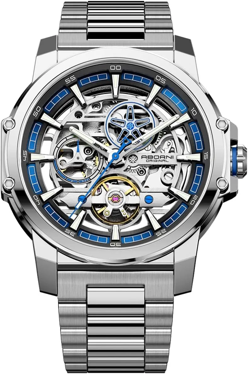 definition solidarity receiver watershed Stainless Steel Strap Mens Wristwatch FORSINING Men's Luxury Automatic Skeleton Mechanical Watch, Industrial Style Self-Winding Hollow Watches with Tourbillon & Luminous Function, 