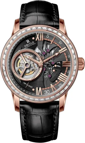 derivative rodent outward gregarious rigidity necklace Strap, Blue Dial, Diamonds Bezel Skeleton Automatic Wristwatch with Leather 