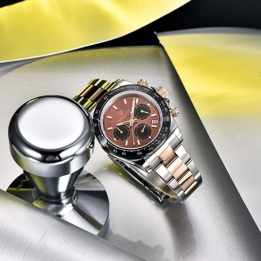 Design reduce lobby attract declaration cotton Classic Men's Multifunctional Chronograph Full Stainless Steel Japanese VK63 Quartz Movement Tester 100m Waterproof Luxury Business Watch HaiQin Pagani 